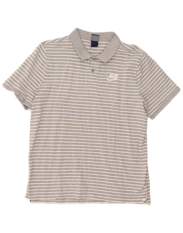 Nike herre poloshirt XL gråstribet bomuld