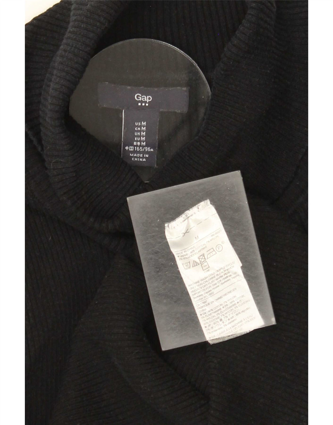 Gap Dame Roll Neck Jumper Sweater UK 12 Medium Sort Bomuld