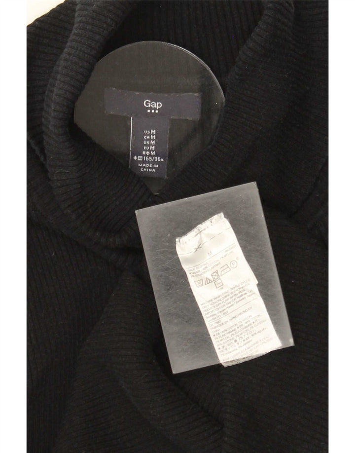 Gap Dame Roll Neck Jumper Sweater UK 12 Medium Sort Bomuld