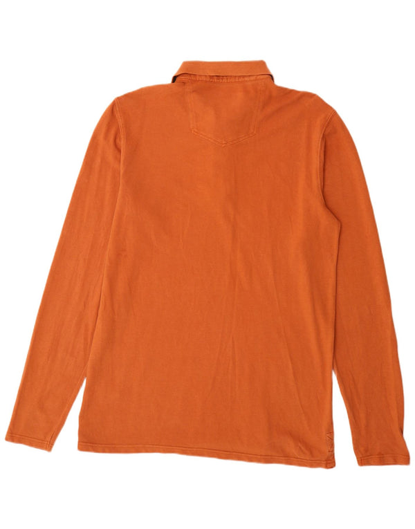 Fedt ansigt Herre høj langærmet poloshirt Stor orange bomuld