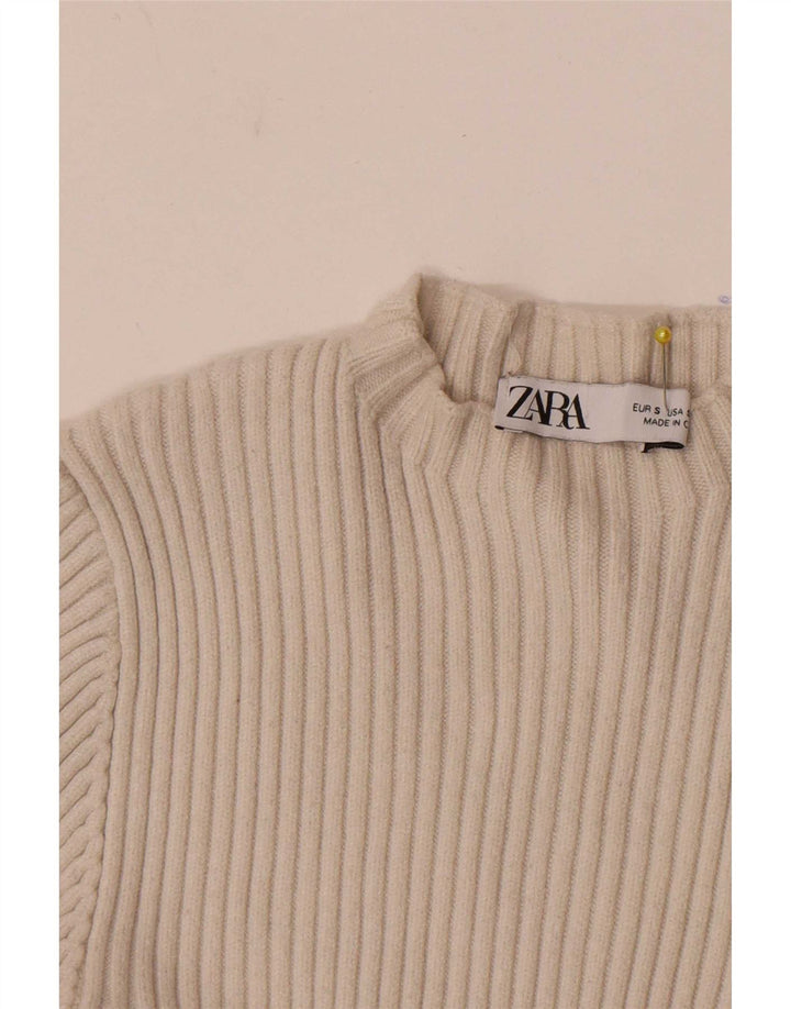 Zara Dame Langærmet Jumper Dress UK 8 Small White