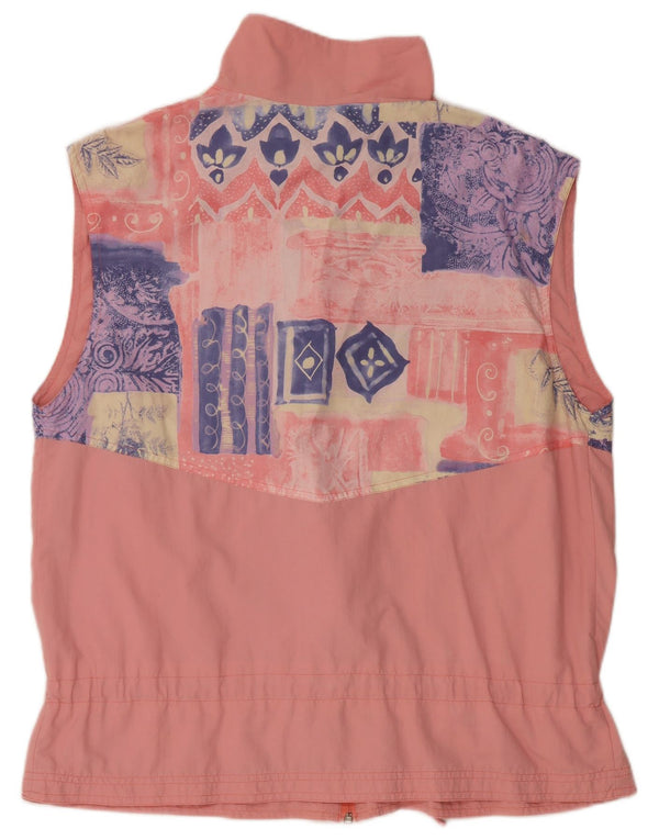 VINTAGE Womens Ærmeløs træningsdragt Topjakke UK 20 2XL Pink Geometric