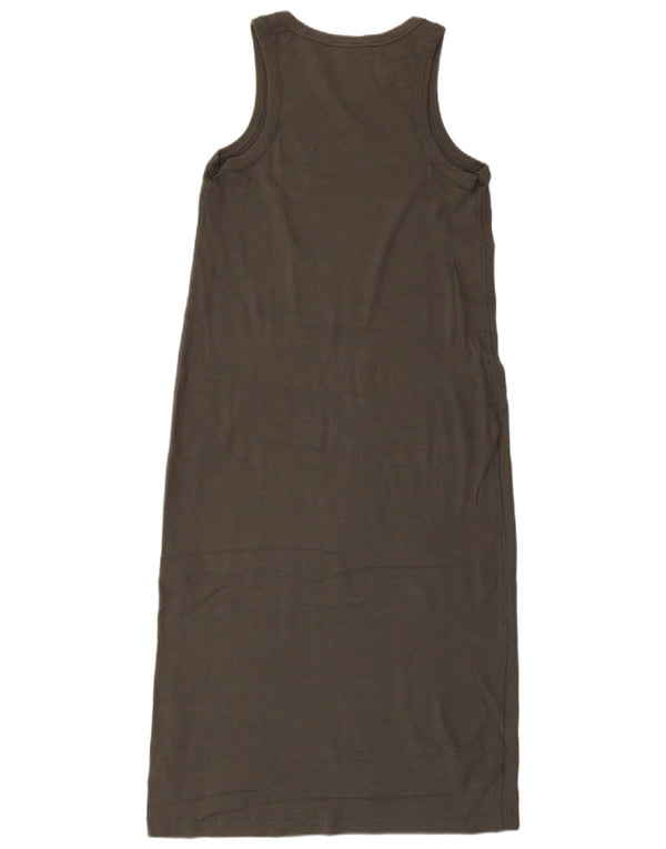 Marks & Spencer Dame Ærmeløs T-Shirt Kjole UK 14 Medium Khaki Bomuld