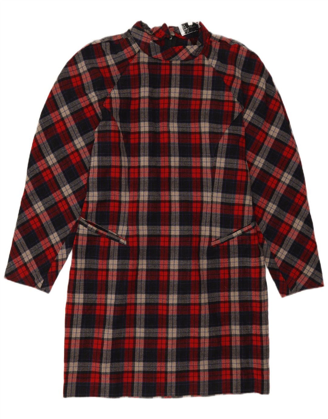 Vintage Dame Langærmet Skift Kjole IT 46 Stor rød ternet