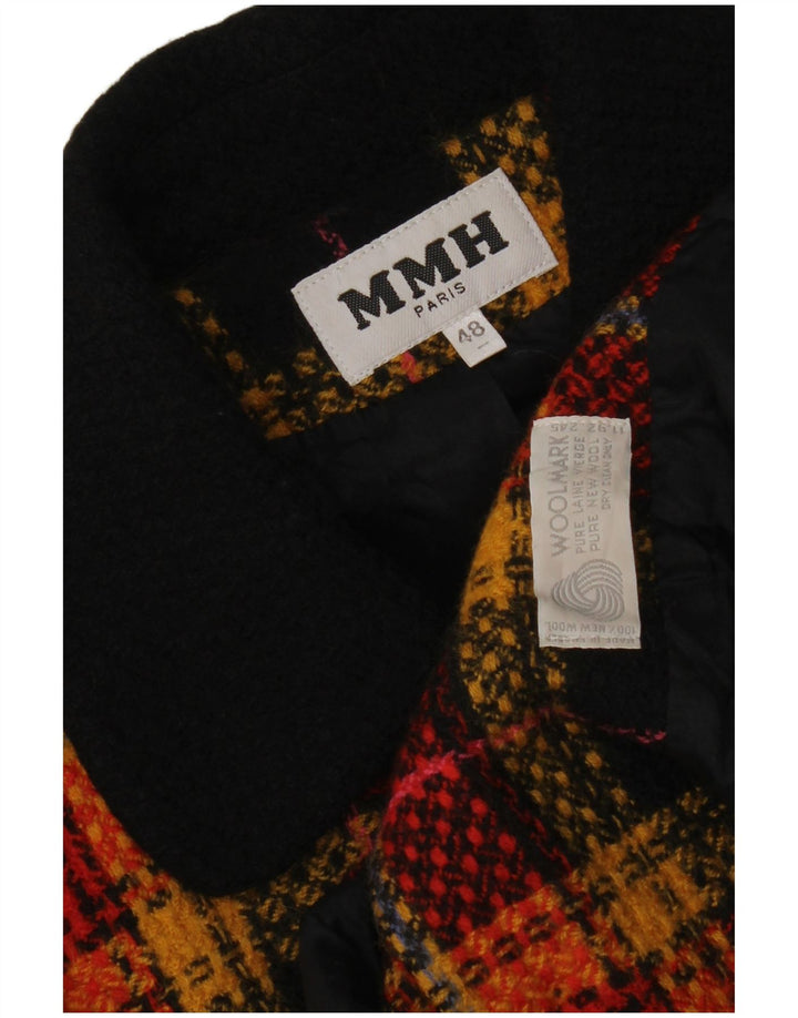 Vintage Dame 5-knaps blazerjakke IT 48 XL Orange Ternet Virgin Wool