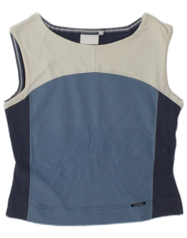 Diadora Womens Crop Vest Top UK 10 Small Blue Colourblock Bomuld