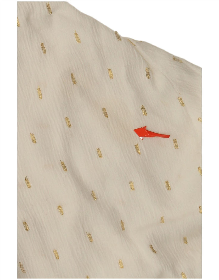 Zara Womens 3/4 Sleeve Oversized Shirt Blouse UK 14 Large Off White Spotted