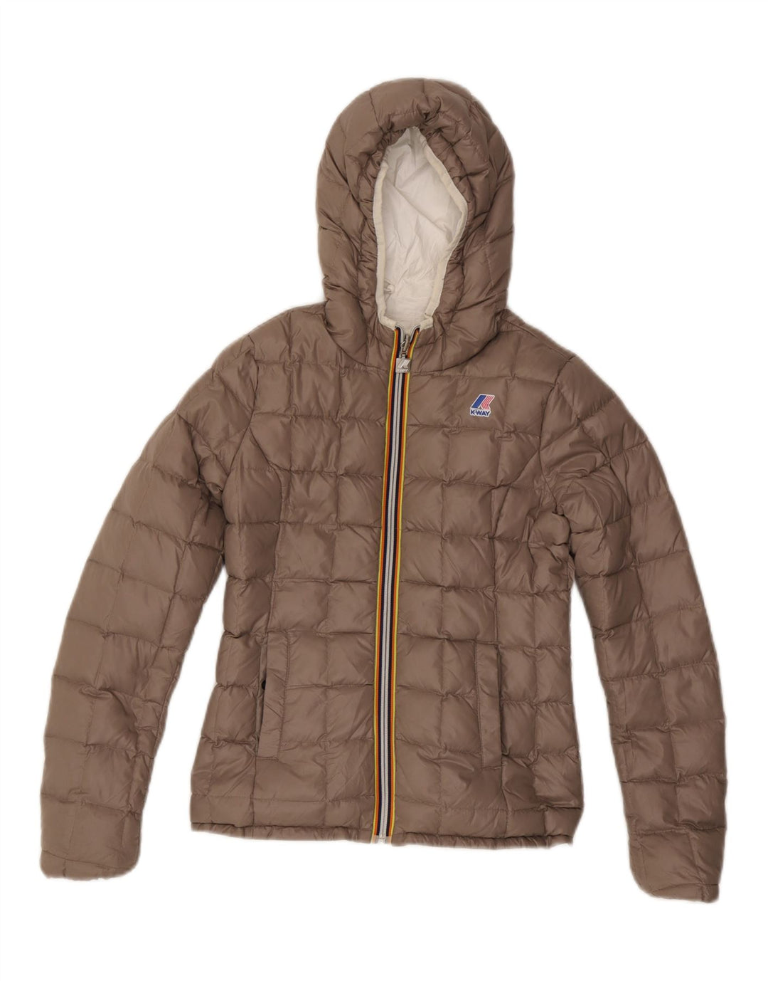 K-WAY Girls Hooded Reversible Padded Jacket 8-9 Years White Polyamide