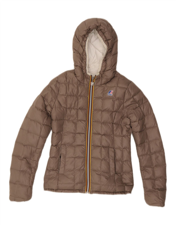 K-WAY Girls Hooded Reversible Padded Jacket 8-9 Years White Polyamide