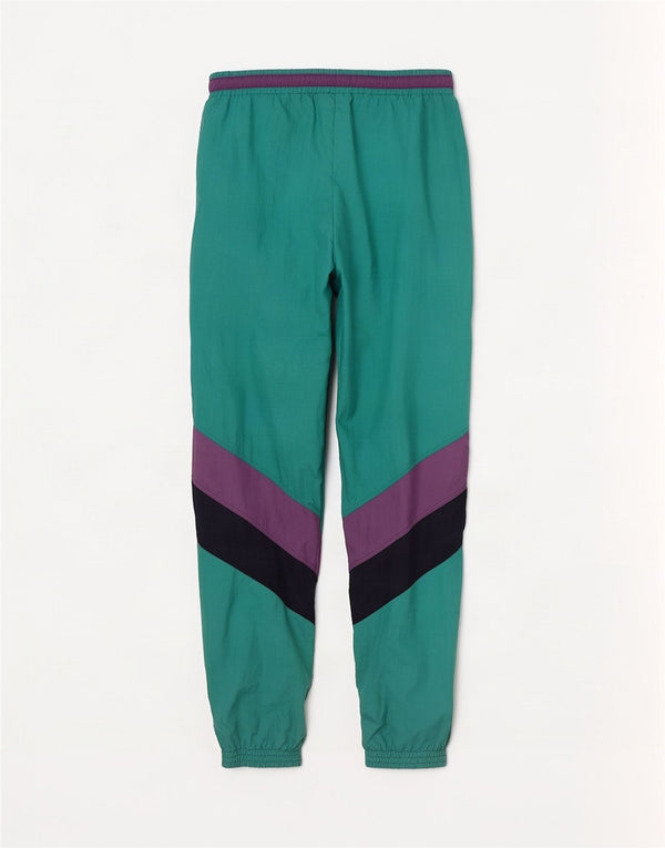 Vintage Boys Tracksuit Trousers Joggers 15-16 Years Green Colourblock Nylon