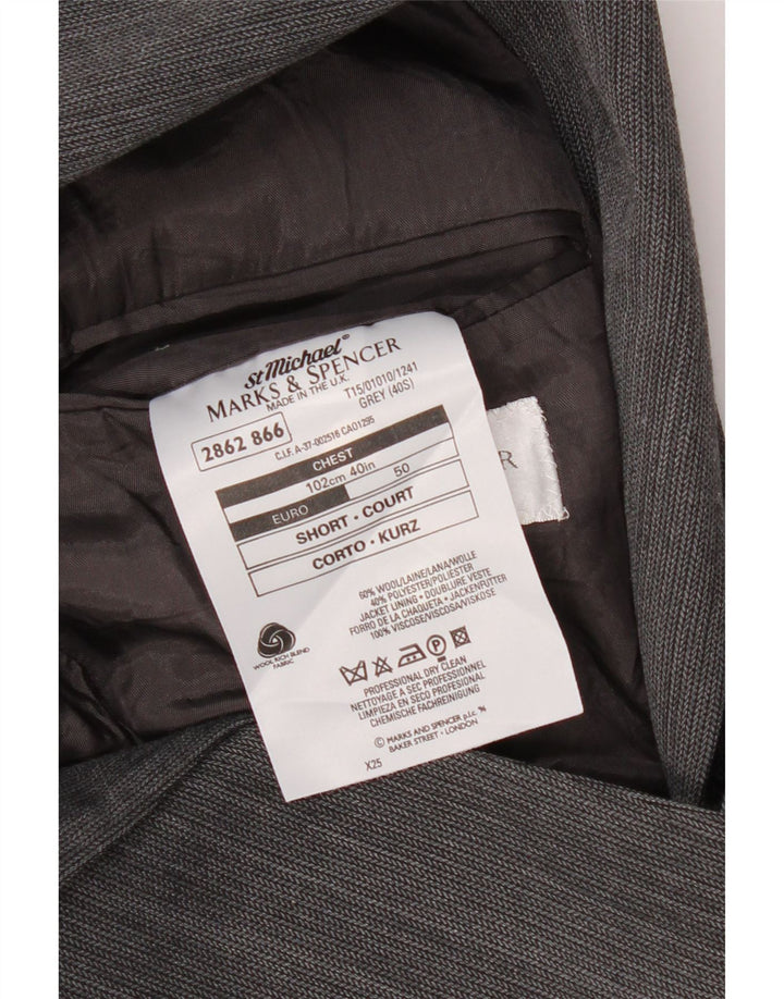 Marks & Spencer Herre 2-knaps blazerjakke UK 40 Stor grå uld