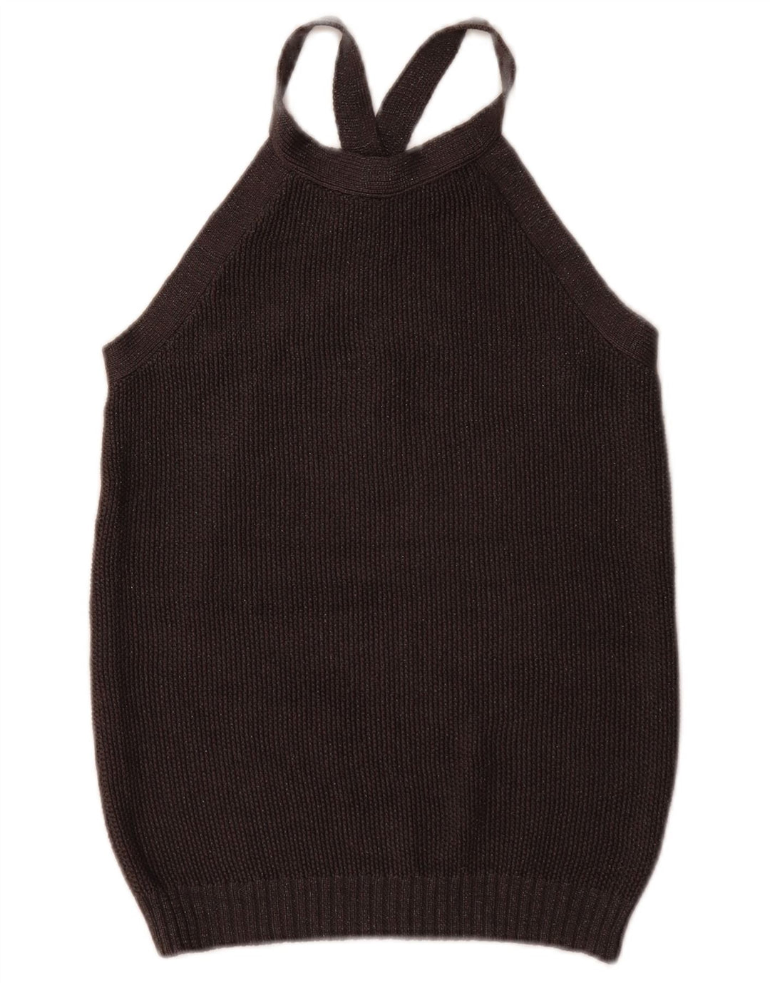 Massimo Dutti Dame Vest Tank Top UK 12 Medium Sort Silke