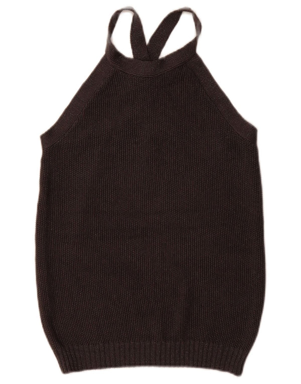 Massimo Dutti Dame Vest Tank Top UK 12 Medium Sort Silke