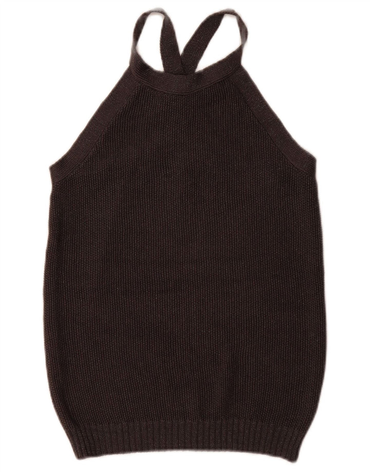 Massimo Dutti Dame Vest Tank Top UK 12 Medium Sort Silke