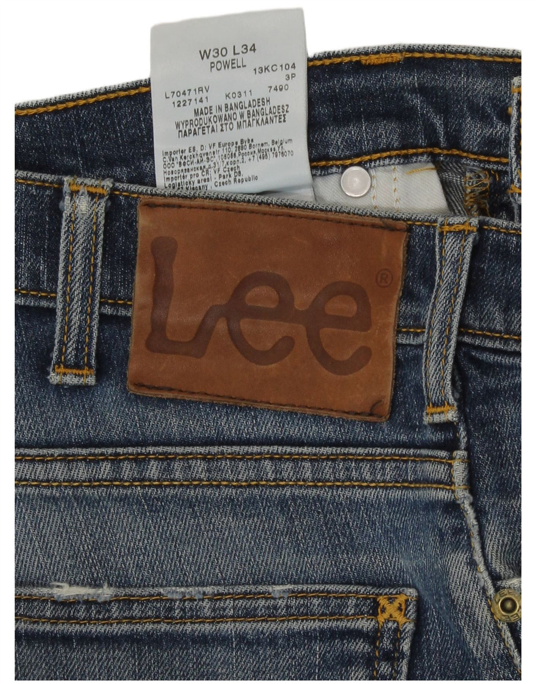 Lee Herre Powell Denim Shorts W30 Medium Blue Bomuld