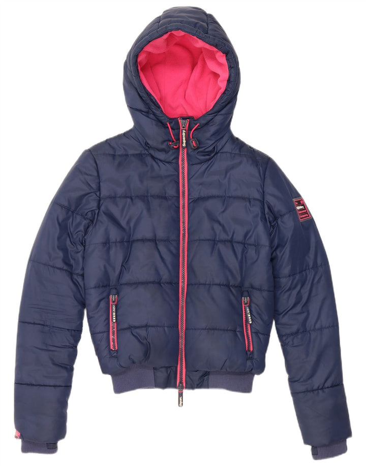 Superdry Polstret hættejakke til kvinder UK 10 Lille marineblå polyester