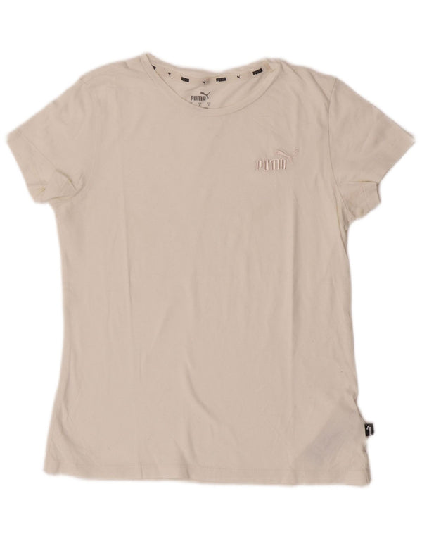 Puma Dame T-Shirt Top UK 10 Small Off White Bomuld