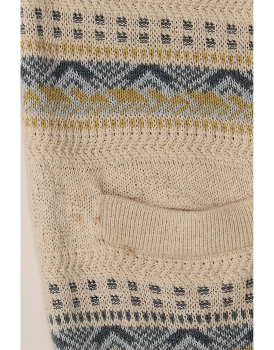 Settebello Herre Cardigan Sweater Large Beige Fair Isle Bomuld