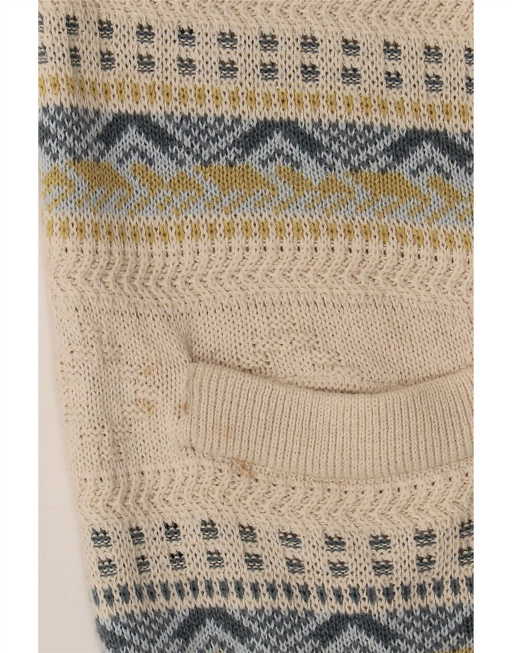 Settebello Herre Cardigan Sweater Large Beige Fair Isle Bomuld