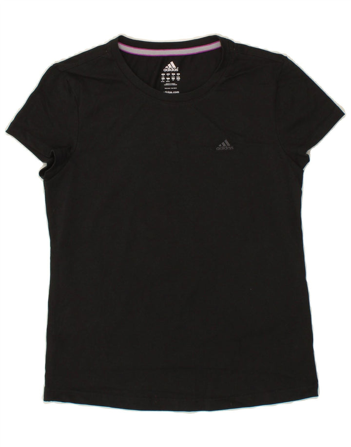 ADIDAS Womens T-Shirt Top UK 10 Small Black Vintage Adidas and Second-Hand Adidas from Messina Hembry 