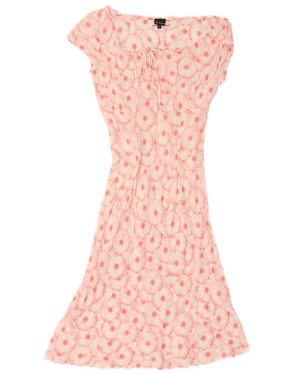 CALVIN KLEIN Dame Basic Dress UK 10 Small Pink Floral Bomuld