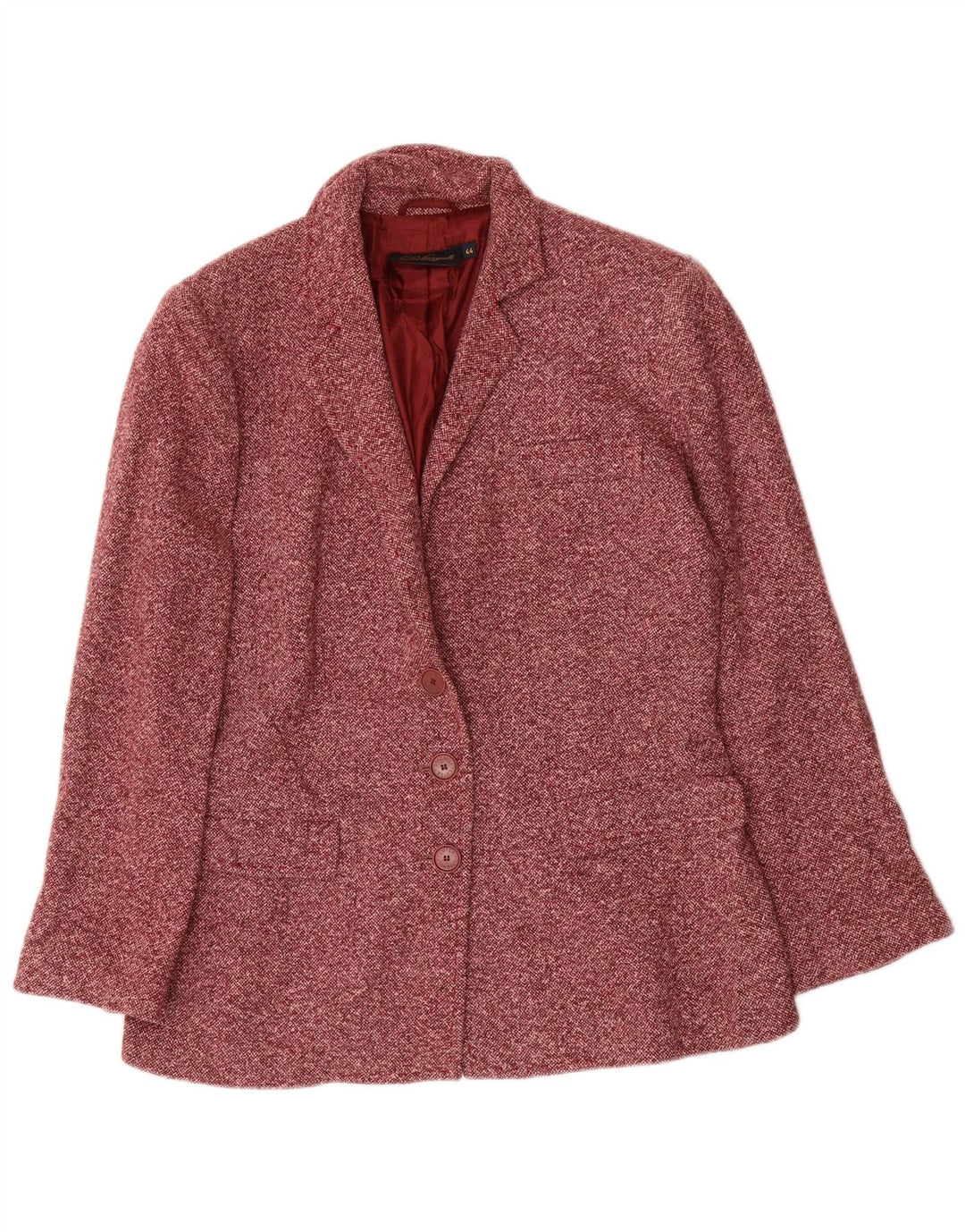 Luisa Spagnoli Dame 3-knaps blazerjakke IT 44 Medium Rød Flecked Uld