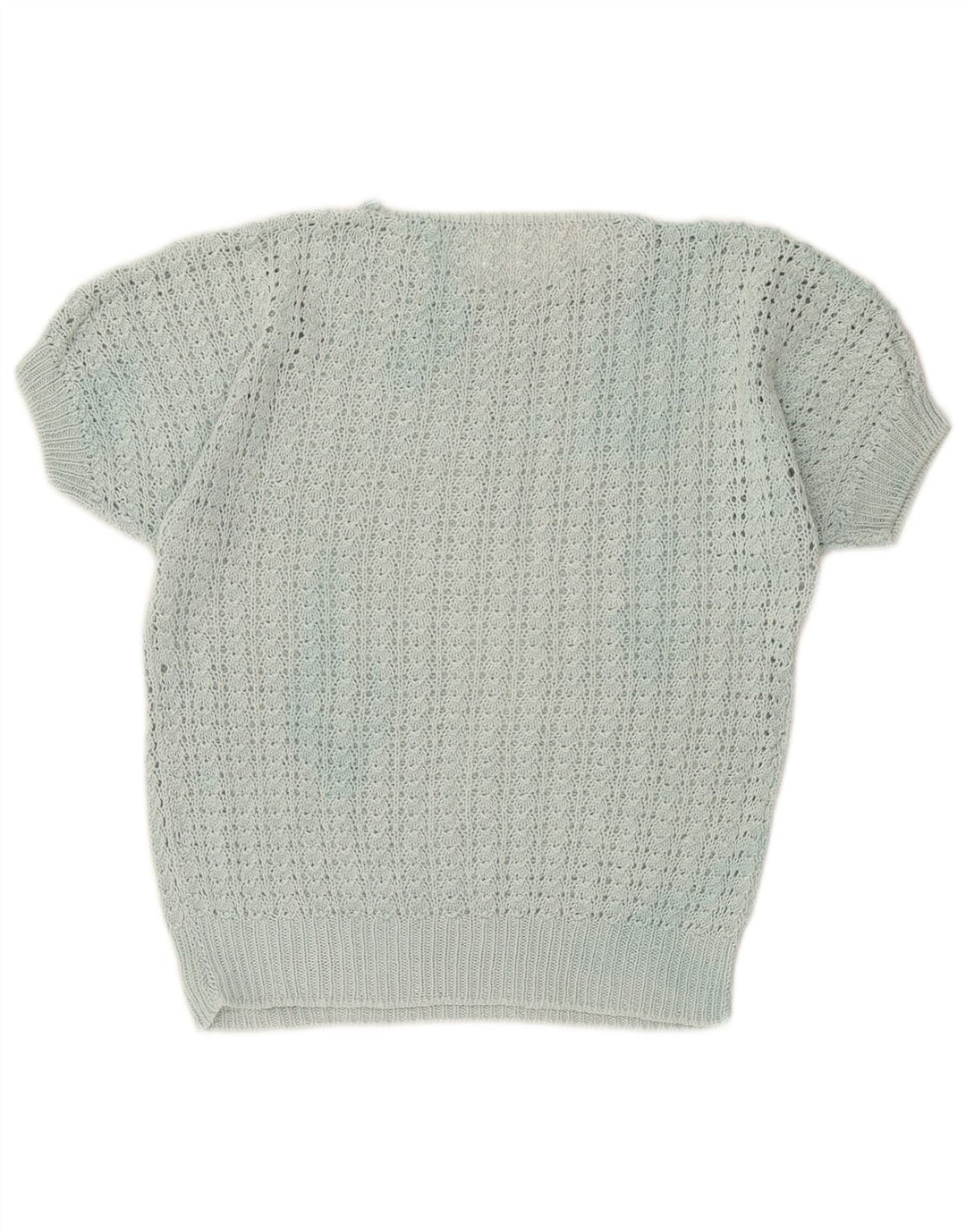 Vintage Dame Kortærmet Boat Neck Jumper Sweater UK 12 Medium Turkis