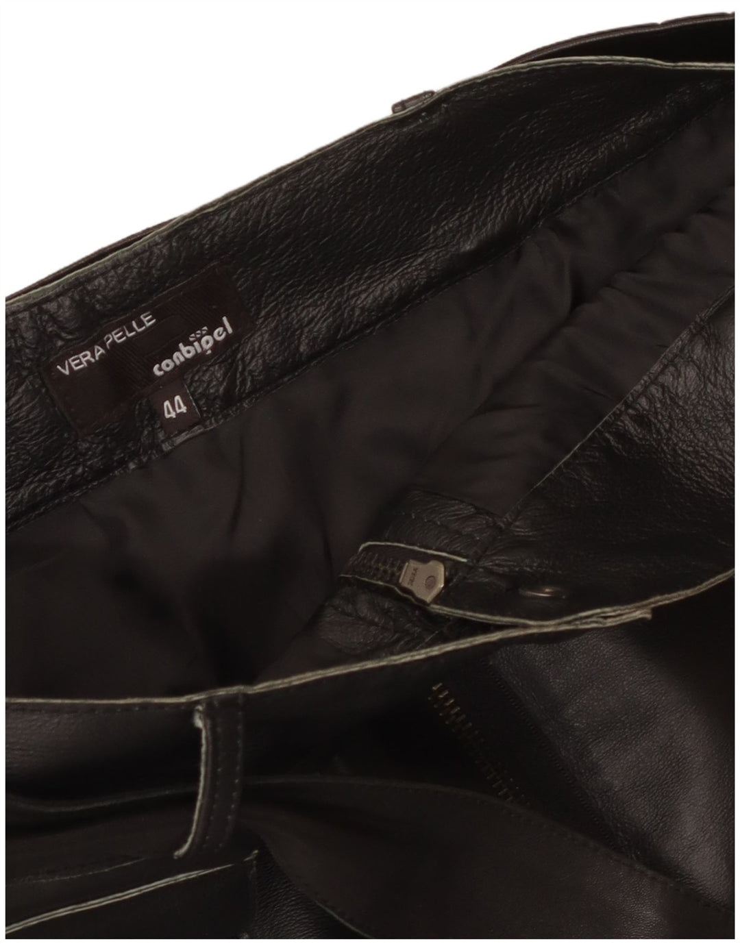Conbipel Dame Mini Læder Nederdel IT 44 Medium W34 Sort Læder