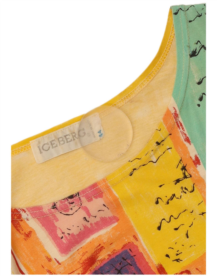 Iceberg Dame Grafisk T-Shirt Top IT 44 Medium Gul