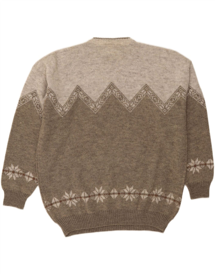 TOM TINO Mens Crew Neck Jumper Sweater IT 52 Large Beige Argyle/Diamond Vintage Tom Tino and Second-Hand Tom Tino from Messina Hembry 
