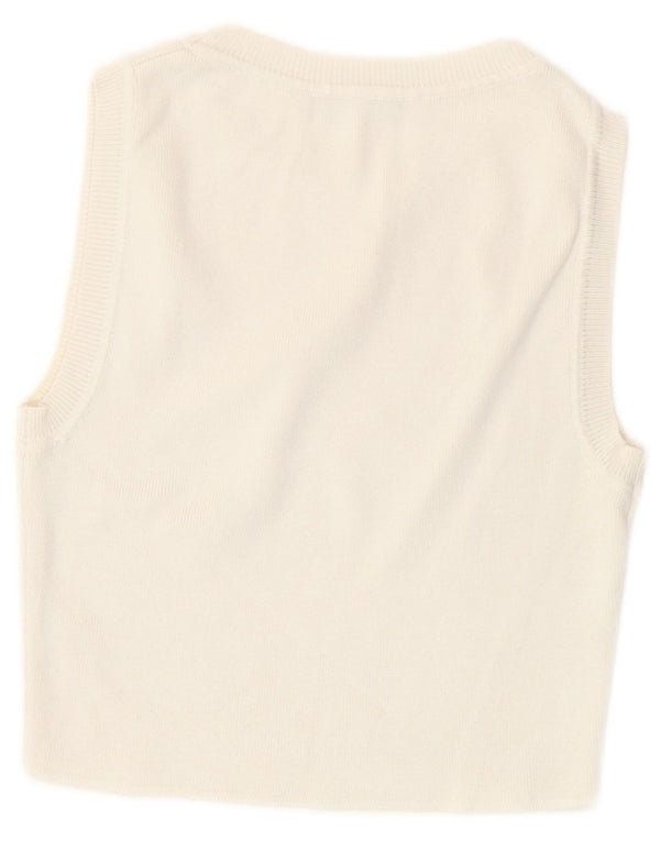 Zara Womens Crop Vest Tank Top UK 8 Small Off White
