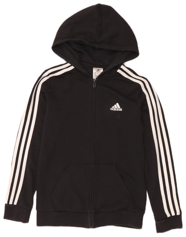 Adidas hættetrøje med lynlås til kvinder UK 4/6 XS Sort bomuld
