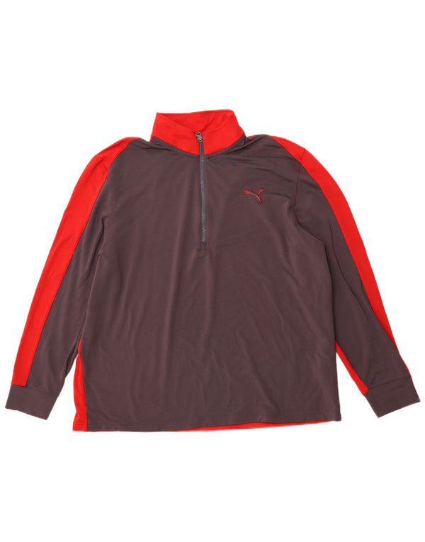 PUMA Herre Zip Neck Pullover Træningsdragt Top 3XL Grå Colourblock Polyester