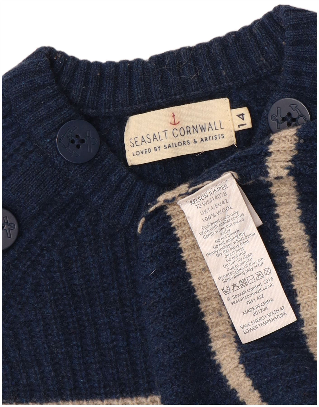 SEASALT CORNWALL Dame sweater med rund hals DK 14 Stor marineblå