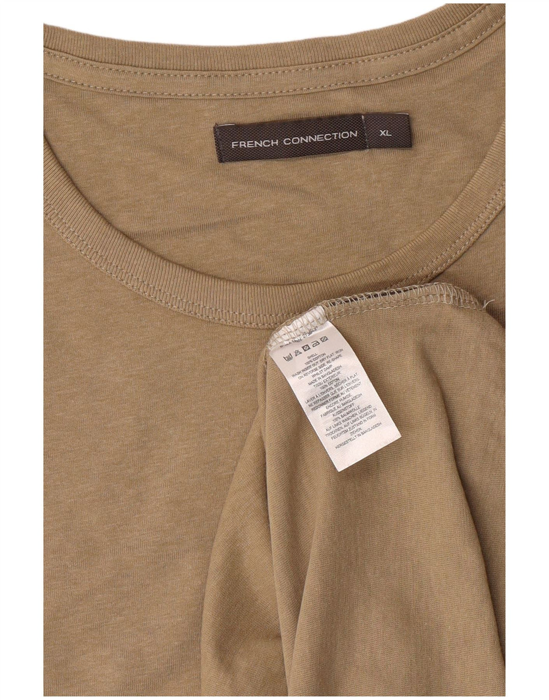 FRENCH CONNECTION Mens T-Shirt Top XL Khaki Cotton