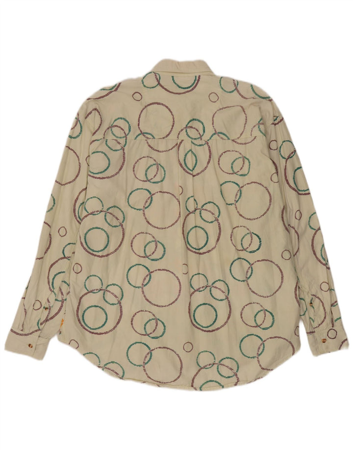 Vintage herreskjorte 2XL råhvid geometrisk bomuld