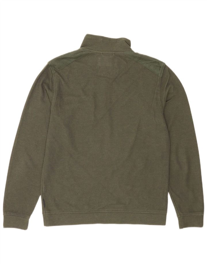 Ted Baker Herre Zip Neck Sweatshirt Jumper Størrelse 2 Lille Khaki Bomuld