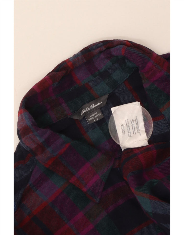 Eddie Bauer Dame Flanellskjorte UK 16 Stor Flerfarvet Ternet Bomuld
