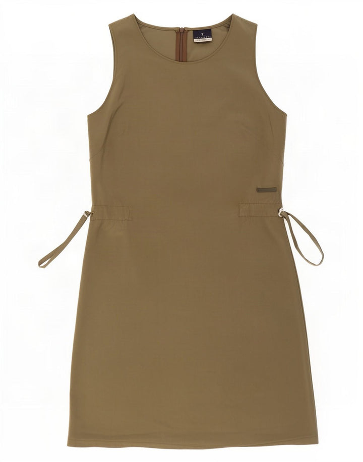 Trussardi Dame Ærmeløs Skede Kjole IT 42 Medium Khaki Polyester