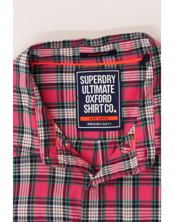 SUPERDRY Herre Regular Fit Flanellskjorte Stor pink ternet bomuld