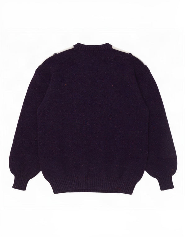 Vintage Herre Crew Neck Jumper Sweater Large Purple Argyle/Diamond