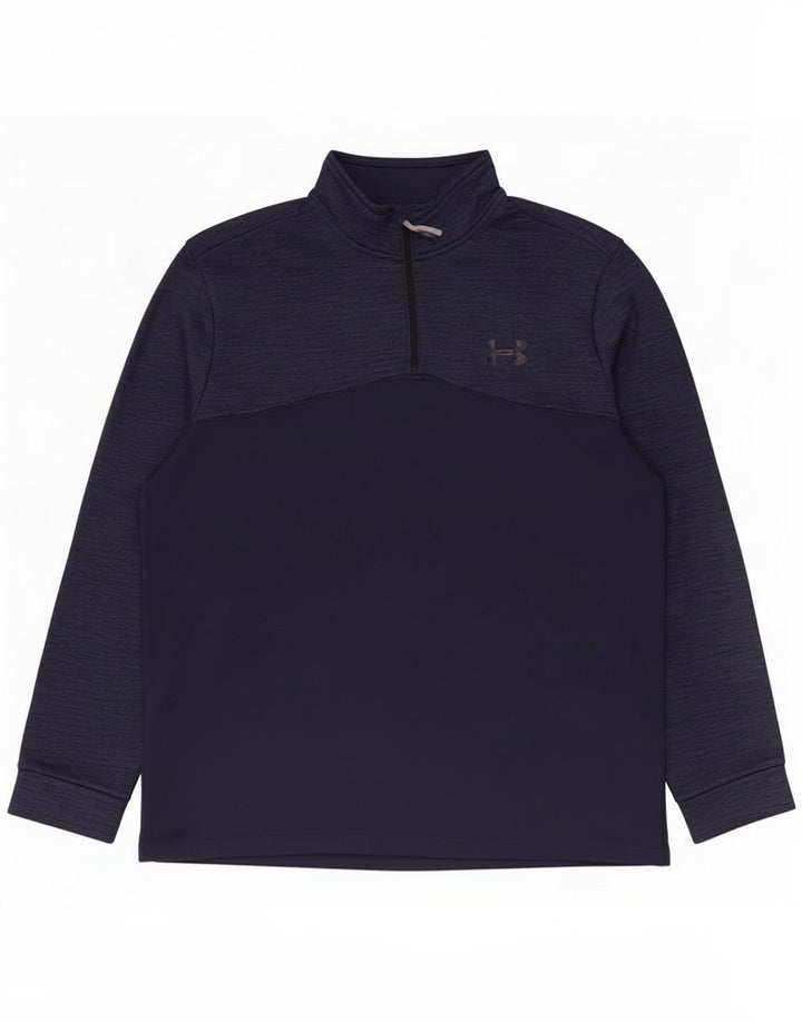 Under Armour Pullover med lynlås til mænd til mænd, træningsdragt Top XL Navy Blue Flecked