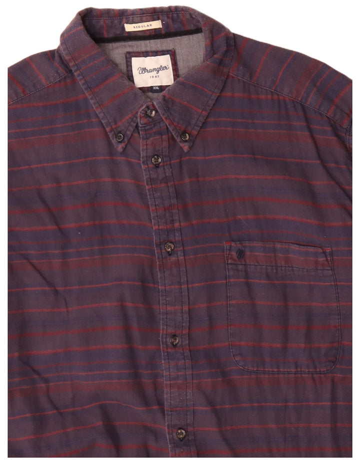 WRANGLER Herre Regular Fit skjorte 2XL marineblå stribet bomuld