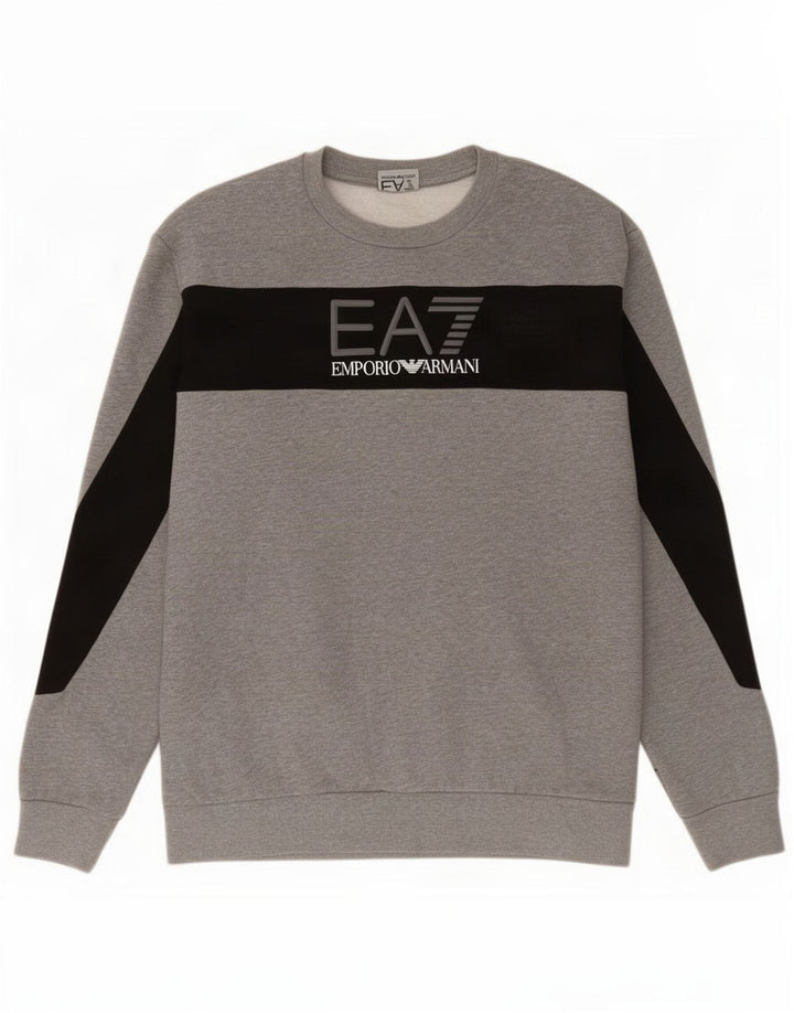 Emporio Armani Herre grafisk sweatshirt Jumper Medium Grå Colourblock
