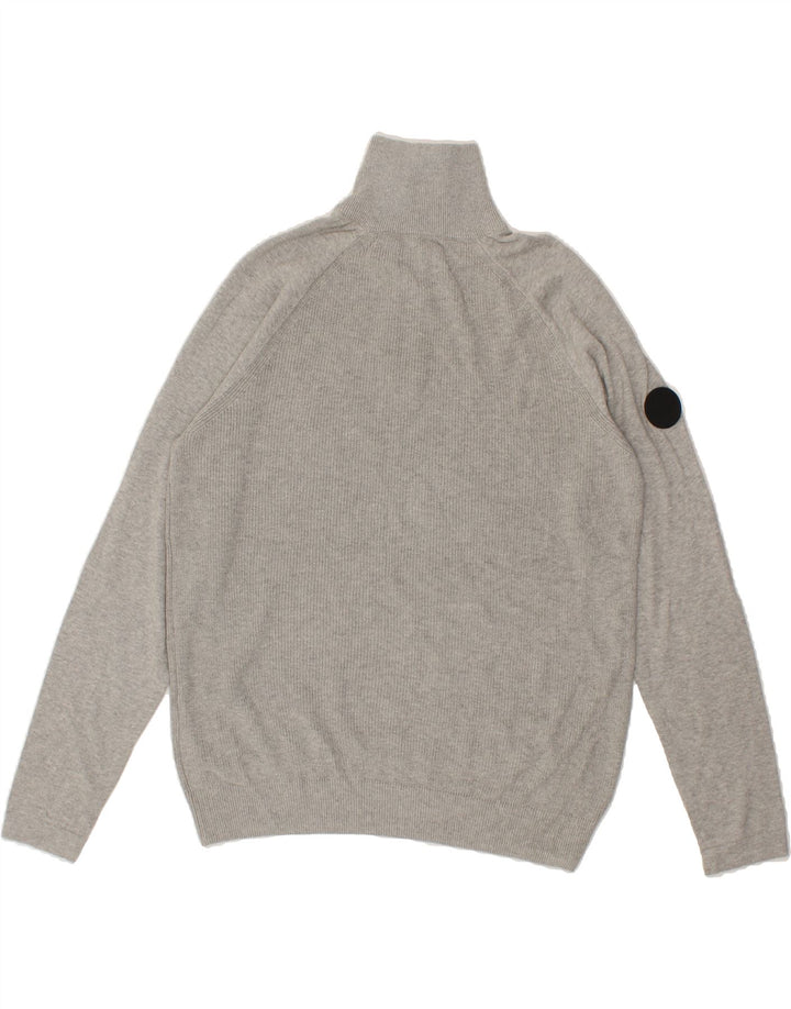 JACK & JONES Mens Zip Neck Jumper Sweater Large Grey Cotton Vintage Jack & Jones and Second-Hand Jack & Jones from Messina Hembry 