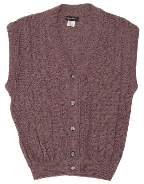 Vintage herre ærmeløs cardigan sweater IT 48/50 Medium Lilla polyakryl