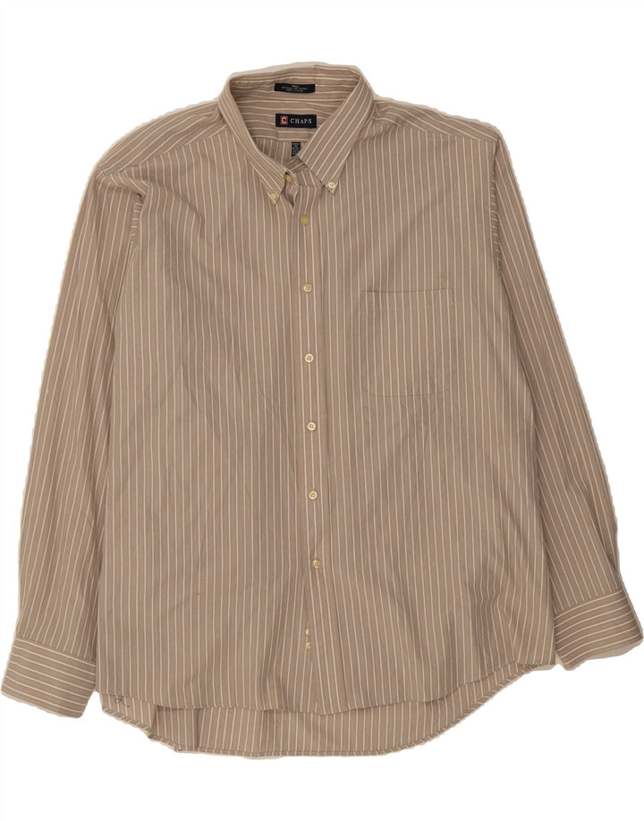 CHAPS Mens Shirt Size 18 1/2 2XL Grey Pinstripe Cotton Vintage Chaps and Second-Hand Chaps from Messina Hembry 