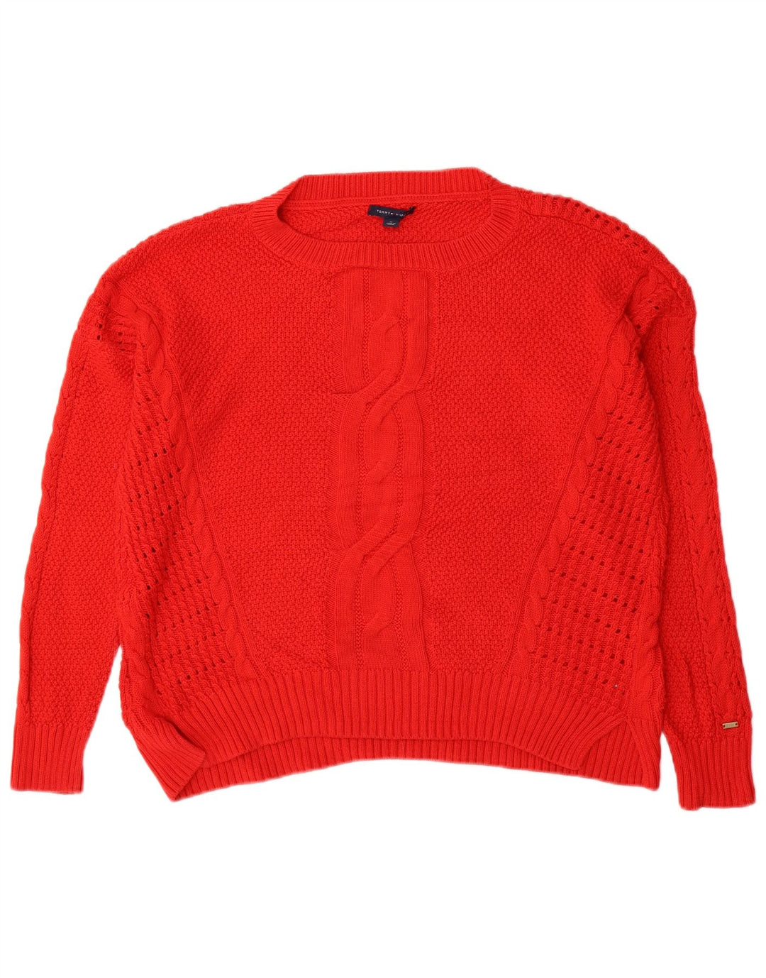 Tommy Hilfiger Dame Boat Neck Jumper Sweater UK 14 Medium Rød Bomuld