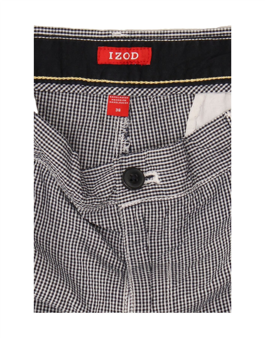 IZOD Mens Chino Shorts W36 Large Black Gingham Cotton Vintage Izod and Second-Hand Izod from Messina Hembry 