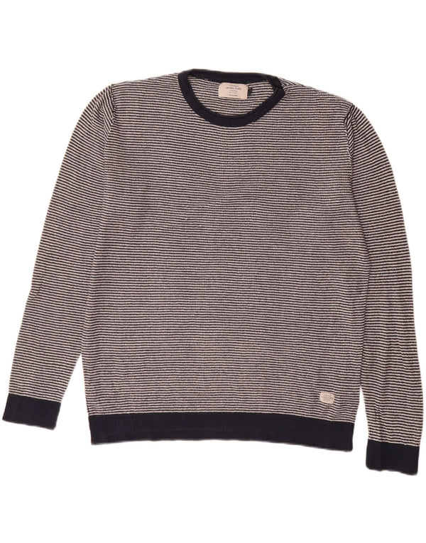 Jack & Jones herre rund hals sweater stor marineblå stribet